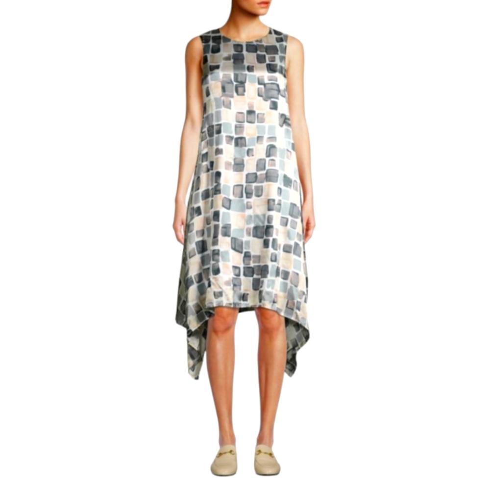 RARE NWT Peserico Mosaic Print Handkerchief Swing Dress Size 38(2)